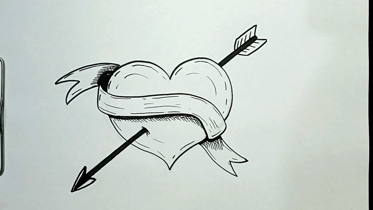 How to Draw HEART WITH ARROW