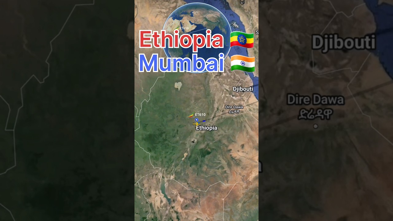 Ethiopia to Mumbai flight Route #travel #flightpath #vueling #flightroute #airplanetravel #map