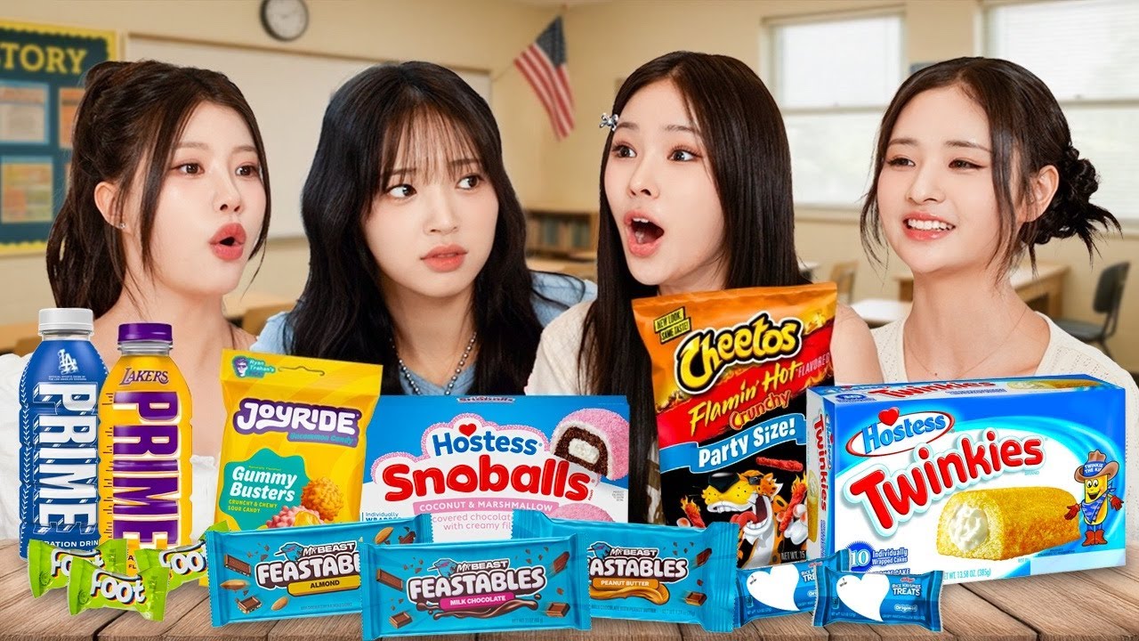 Корейские поп-идолы впервые пробуют вирусные американские закуски (при участии Candy Shop)