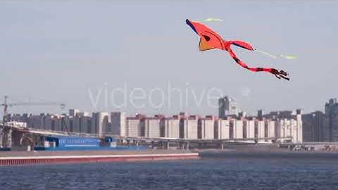Kite Flying On The Background Of The City | Stock Footage - Envato elements