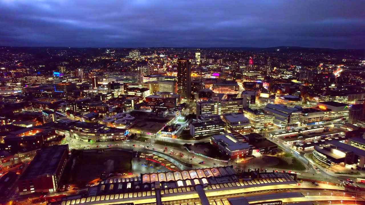 Sheffield City Centre at Night with the DJI Mini 2