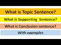 What is topic sentence what is conclusion sentence what is supporting sentence with examples