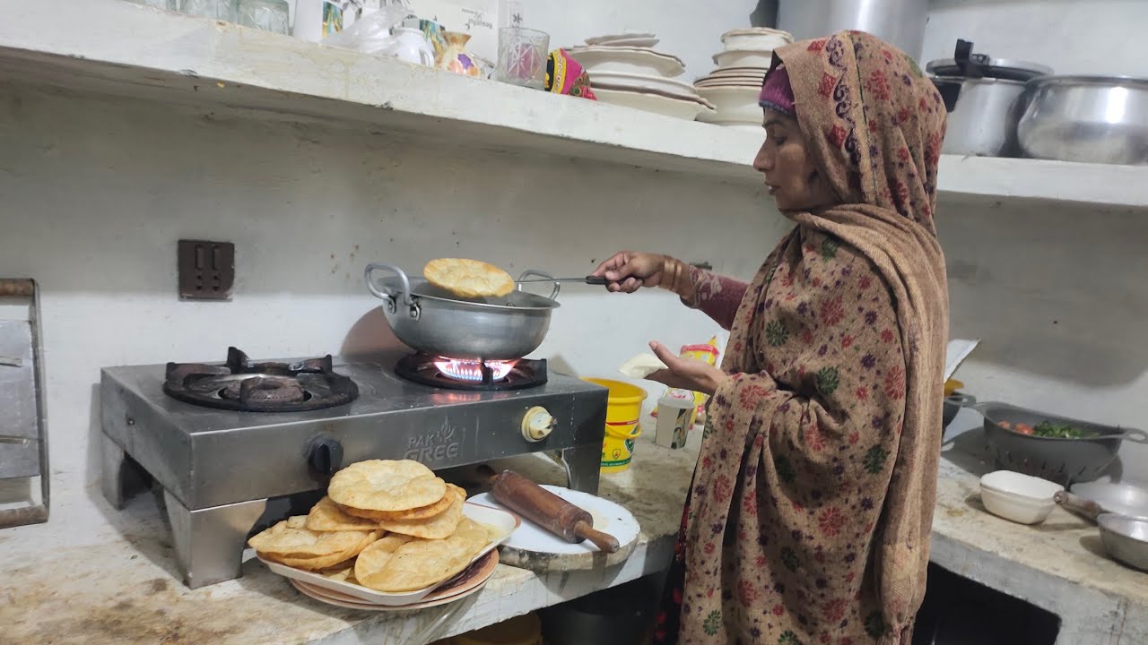 Halwa Puri Special Recipe in Traditional Style by a village Women|| pak village family|bushra family