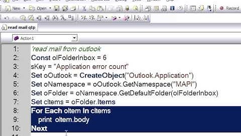 How to read mail from outlook in QTP