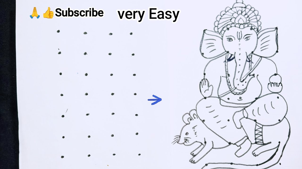 🐘🐘Lord Ganesha Easy Drawing Step By Step|Easy Ganesh ji Drawing From Dots 4×7 Step By Step||