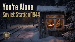 You're Alone | Soviet Train Station, 1944 | Blizzard, Fireplace, Radio | WW2 Ambience | 2 Hours Guide