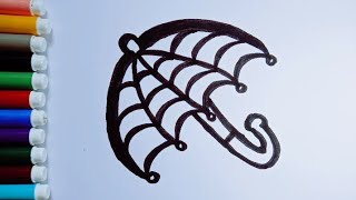 umbrella step drawing easy glitter