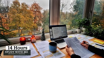 LIVE | 14 HOUR STUDY WITH ME | Pomodoro 50/10, Rain Sounds, Deep Work Focus, Cozy UK Ambience