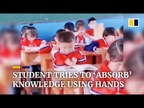 Student in China tries to ‘absorb’ knowledge from book using hands