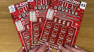 £3 Ruby Doubler Red Scratch Cards. £300,000 Jackpot Prize, UK National Lottery Tickets September 21
