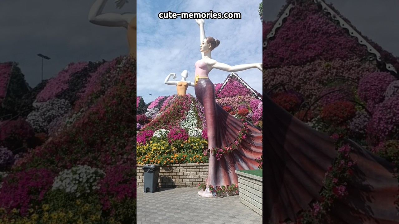 Twirling statues of Girls near Aladdin ka Jin 💩 Miracle ✨ Garden 🌺 Dubai 🇦🇪