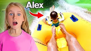WATERPARK RIDES and BIG WAVE POOL at Largest WATERPARK in Europe | Gaby and Alex Family