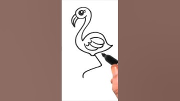 How to Draw a Cute Cartoon Flamingo #flamingo #cute #cartoondrawing
