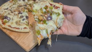 لن تلمسي العجين بيديكي ☝ بيتزا بدون عجن 🍕 و بدقائق قليلة وبدون تخمير 😉 Pizza