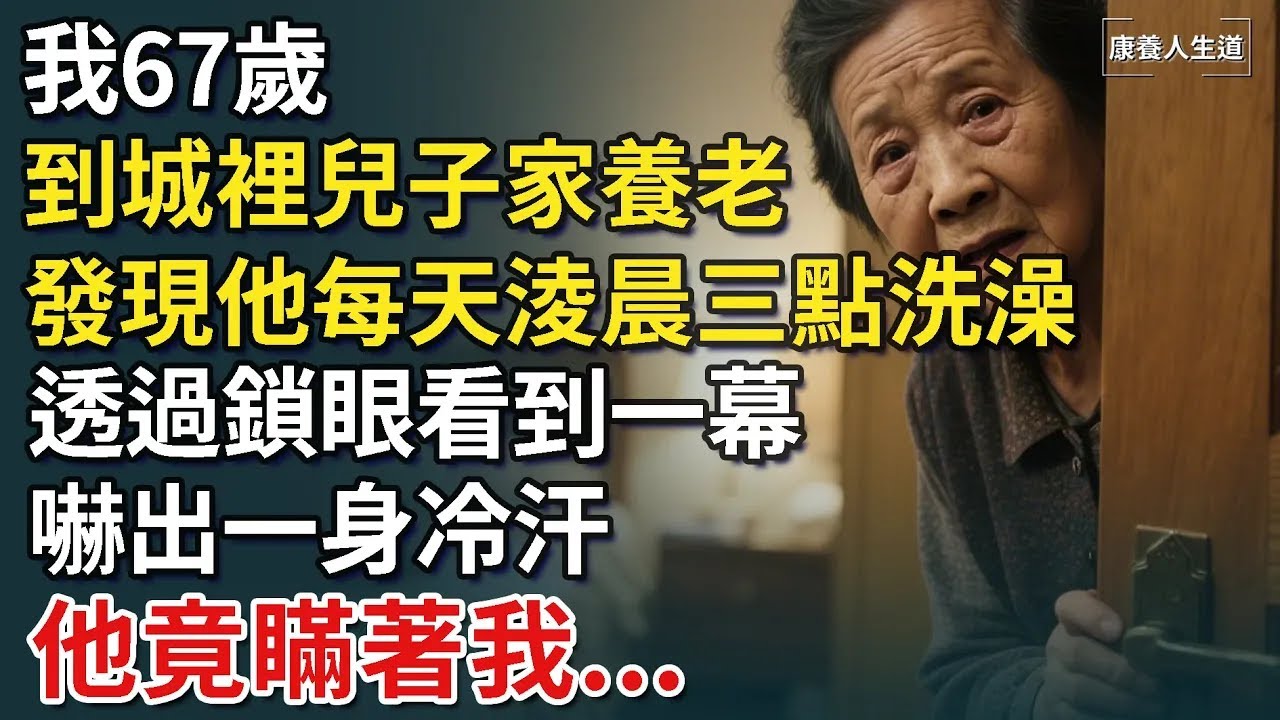 我67歲，到城裡兒子家養老，發現他每天淩晨三點洗澡，透過鎖眼看到一幕，嚇出一身冷汗，他竟瞞著我...​【康養人生道】 #康養人生道 #上了年紀該明白的事 #養老 #聰明老人 #長壽秘密 #晚年幸福