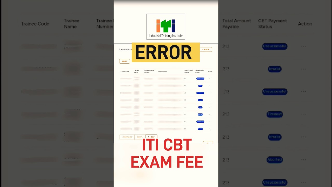 Iti cbt exam fees pending,aborted,unsuccessful,invalid All problem solutions 