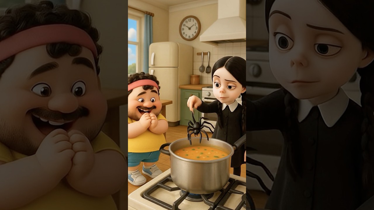 Wednesday & Mr. Clabik Prank Mom: Spider in the Soup! 😂🕷️