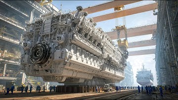 How Giant Engine Is Installed For Giant Ship. Industrial Manufacturing & Shipbuilding Documentary