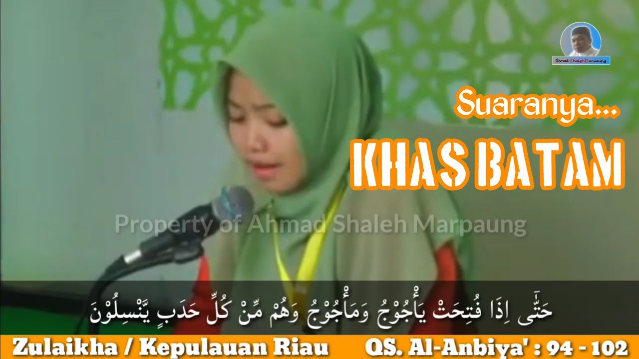 Terbaik 1 Zulaikha (Kepulauan Riau) || Penyisihan Tilawah Remaja || MTQ Nasional Ke-28 SUMBAR 2020