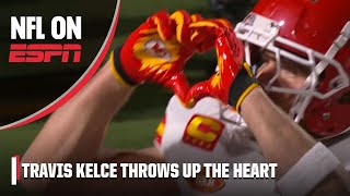 Travis Kelce throws up heart after TD 🫶 Taylor Swift \& Jason Kelce LOVE IT | NFL on ESPN
