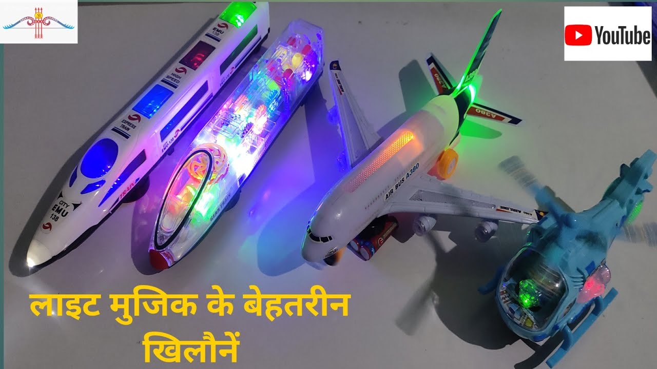 Transparent Gear Light Train//EMC Train//Airoplane A380//Ele Helicopter Unboxing &Testing//