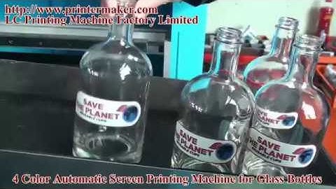 4 color automatic screen printing machine for glass bottles