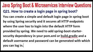 Java Spring Boot & Microservices | Q21. How to create a login page in spring boot