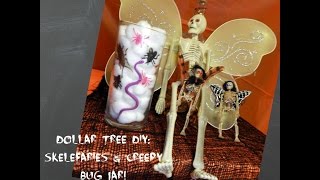 Dollar Tree DIY Halloween Decor: Skelefairies & Glowing Bug Jar
