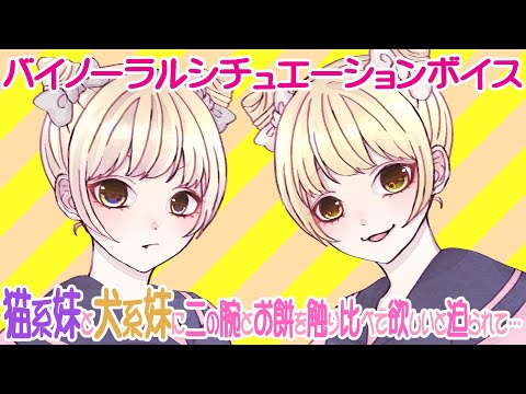 【男性向けASMR/バイノーラル】猫系妹と犬系妹に二の腕とお餅を触り比べて欲しいと迫られて…【シチュエーションボイス】