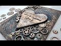 ♡ Steampunk Heart ♡ Mixed Media Canvas - Step by Step Tutorial