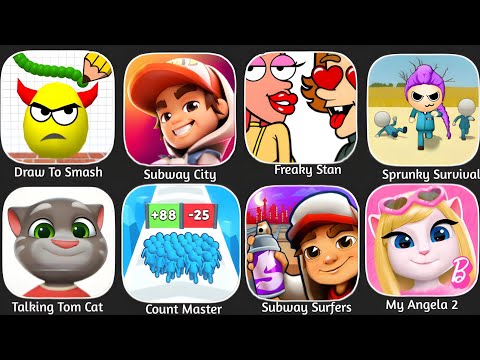 Draw To Smash, Subway City, Freaky Stan, Sprunky Survival, Talking Tom Cat, Subway surfers 