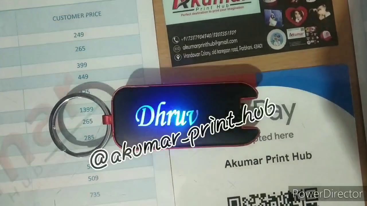 Customized Laser Engraved Name/Logo/texts Multicolour Led Keychains by Akumar Print Hub
