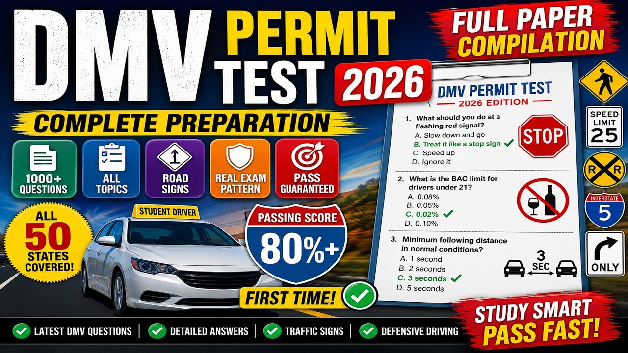 Real DMV Permit Test 2026 Updated | REAL DMV Questions & Answers Full ...