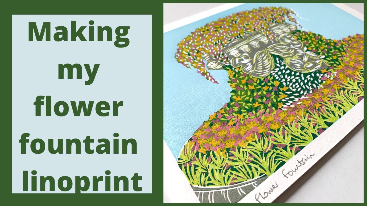 Making my Flower Fountain Linoprint