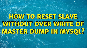 How to reset slave without over write of master dump in mysql?