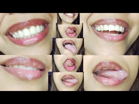 Extreme Closeup Moving Tongue//Tongue Challenge Without Lipstick