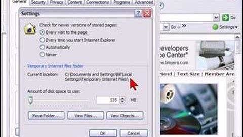 Internet Explorer Cache Settings