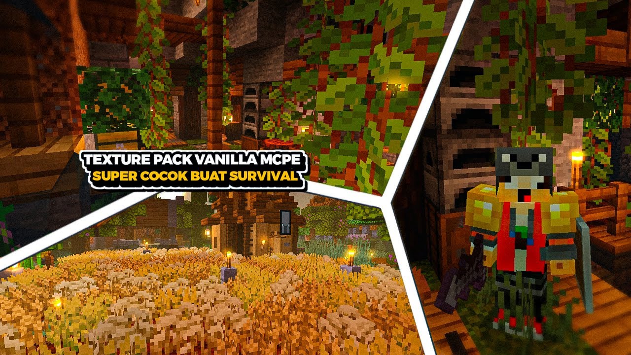 TEXTURE PACK MCPE VANILLA SUPER COCOK UNTUK SURVIVAL MINECRAFT - YouTube