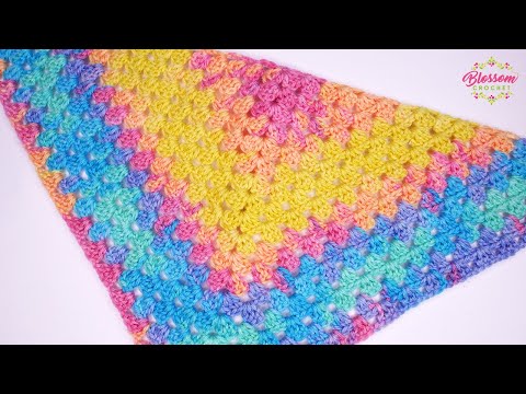 How To Crochet A Summer Shawl - Granny Triangle Shawl. All Skill Levels -  EASY repeat! 