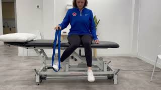 Seated Active Assisted Range of Motion Hip Internal Rotation with Strap