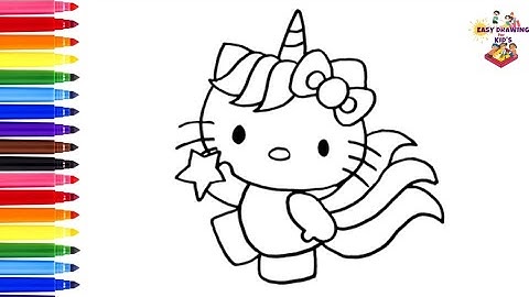 Hoe teken je eenhoorn Hello Kitty? 🎀🦄🌈 Eenhoorn Hello Kitty, eenvoudige tekening voor kinderen en...