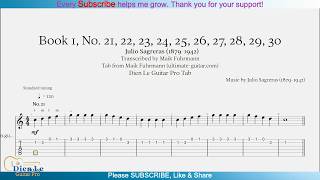 Book 1, No. 21, 22, 23, 24, 25, 26, 27, 28, 29, 30 (Julio Sagreras) - for Guitar with TAB