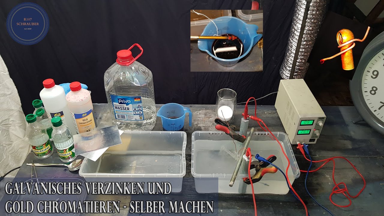 Galvanisches Verzinken und Gold chromatieren - selber machen