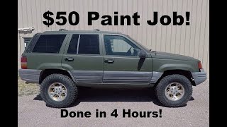 $50 Paint Job! Lusterless Green really improves the looks of my Jeep Grand Cherokee ZJ.