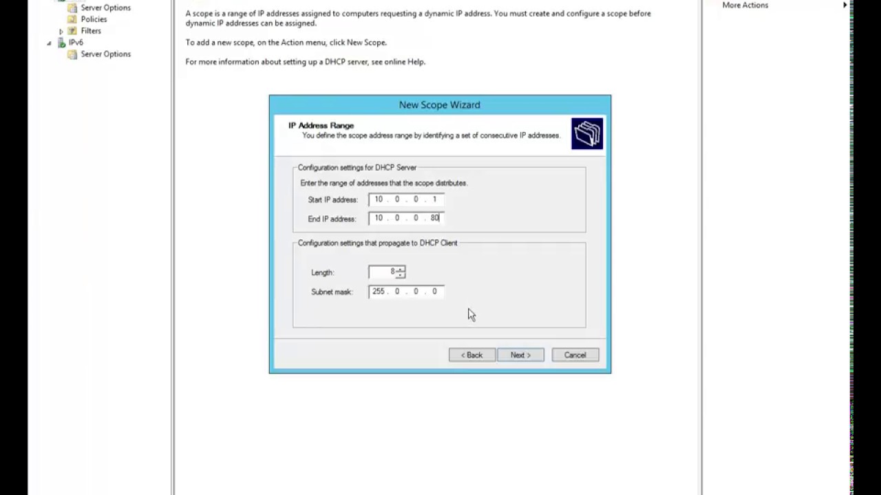How To create DHCP Scope On Window Server 2012 R2 - YouTube