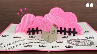 [Pop-up#12] 숲 속의 분홍집 팝업카드 만들기 | Making a pink house pop-up card