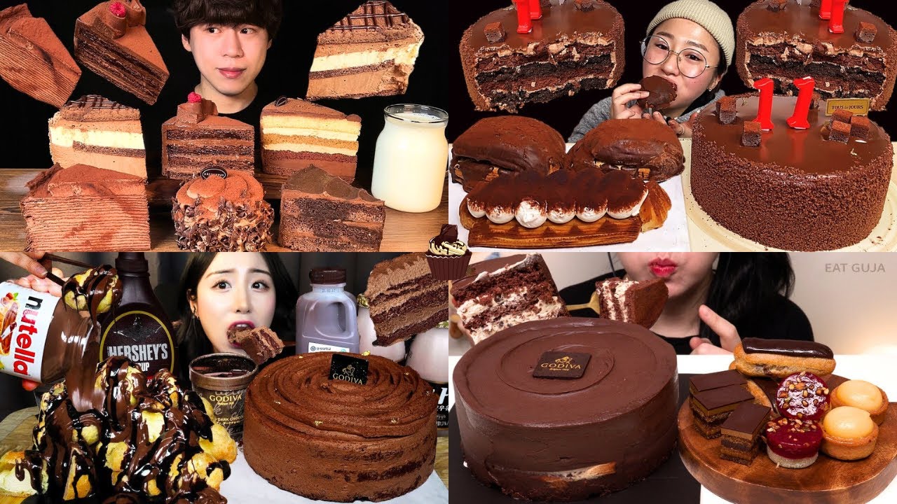 Eating FULLY CHOCOLATE CAKE MUKBANG ASMR COMPILATION🍫🎂pt17 - YouTube