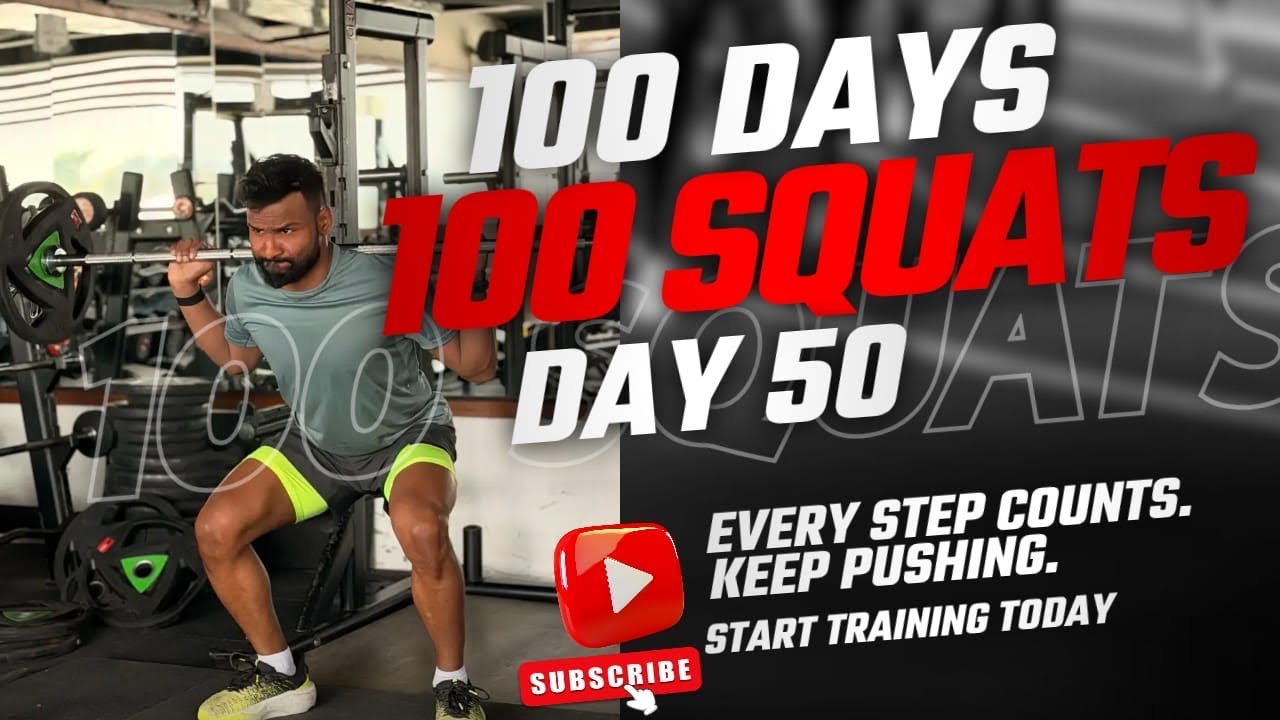 Day 50 100 Reps Squat Challenge For 100 Days - YouTube