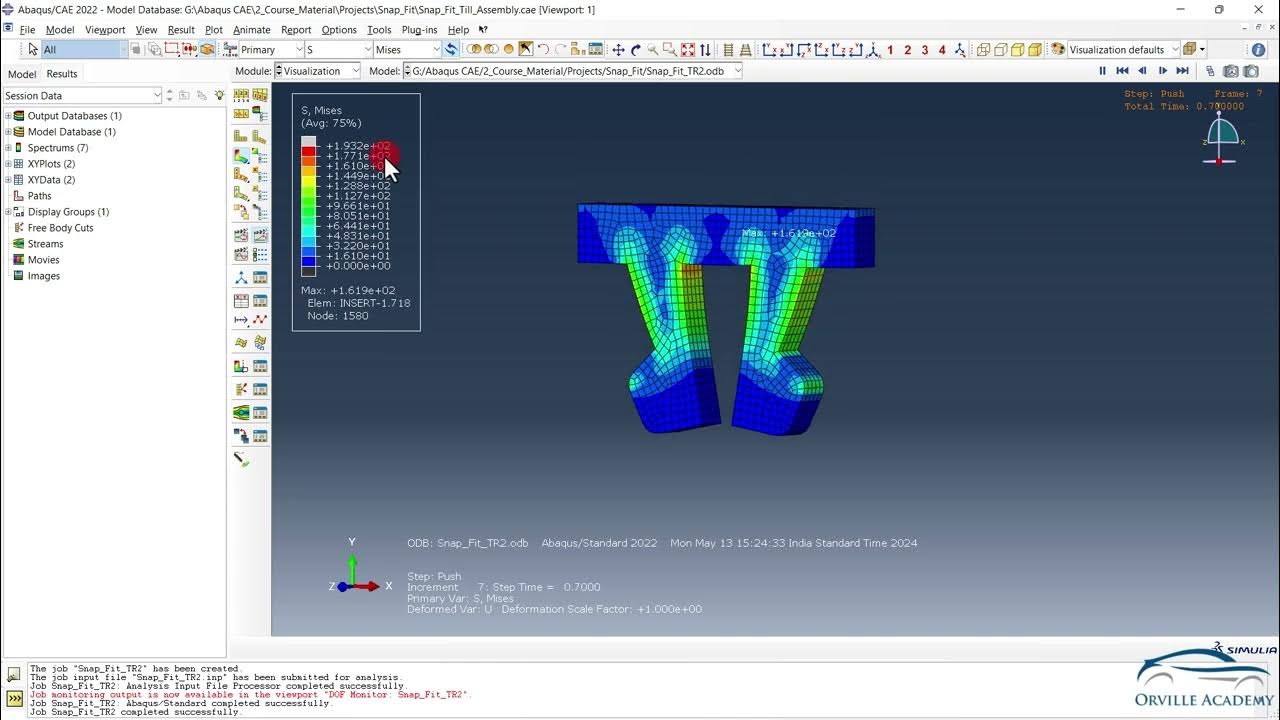 Abaqus CAE Non-Linear Analysis Project : Part-5 : Post-Processing - YouTube