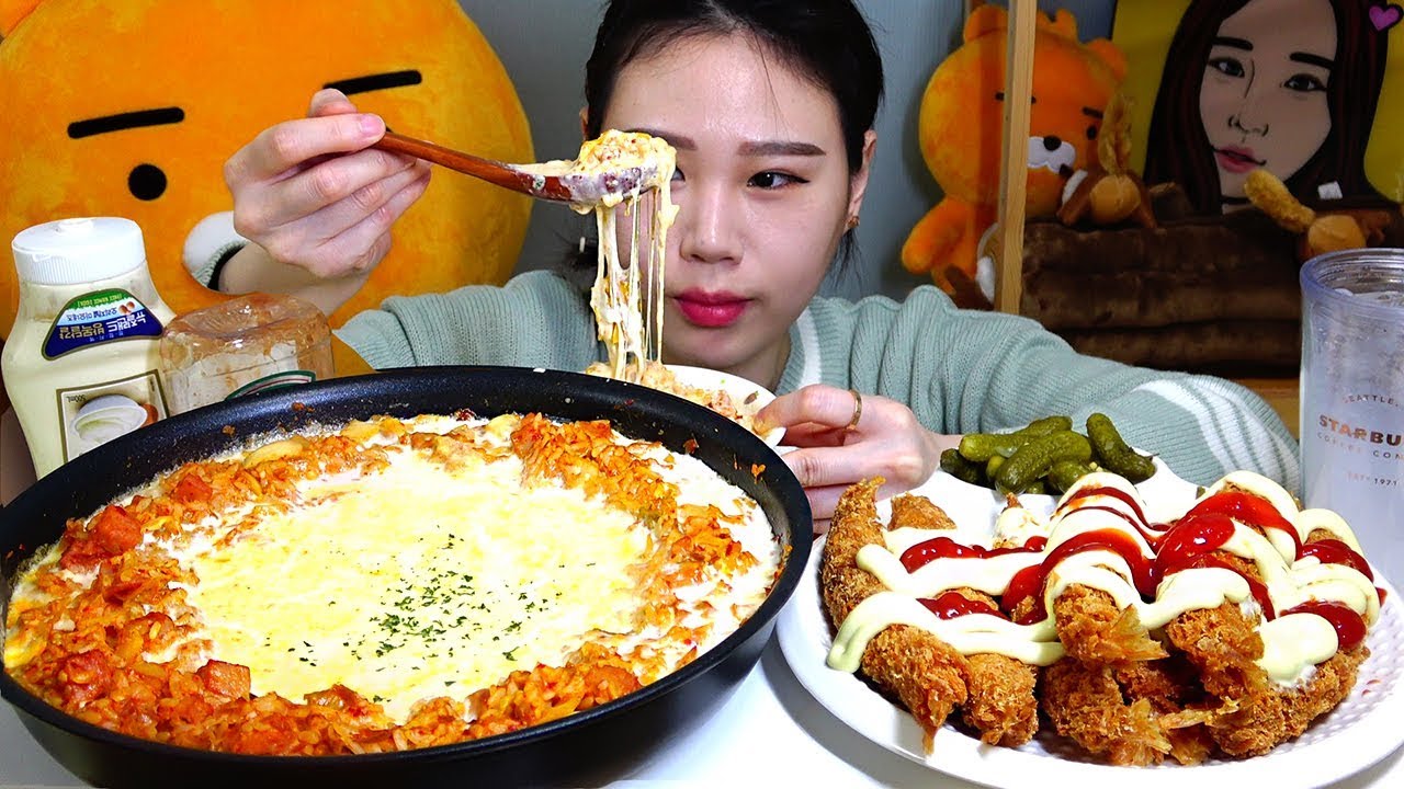 크림김치볶음밥 새우튀김 먹방 Mukbang